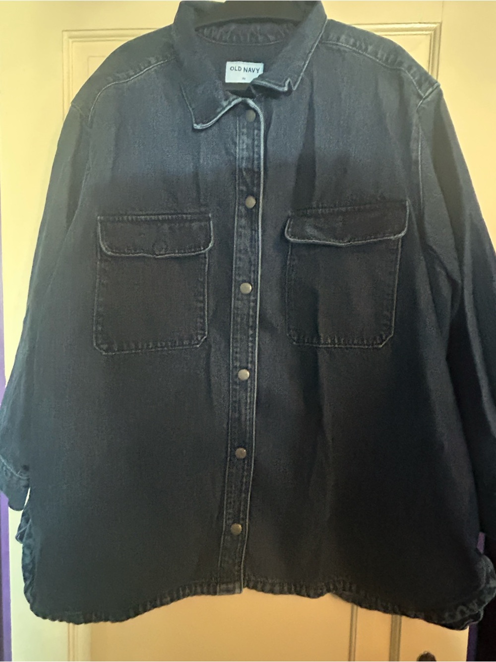 Old Navy Dark Indigo Denim Shirt Jacket - Picture 3 of 10